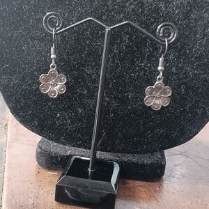 GunMetal Floral Dangle Earrings - Women's Jewelry